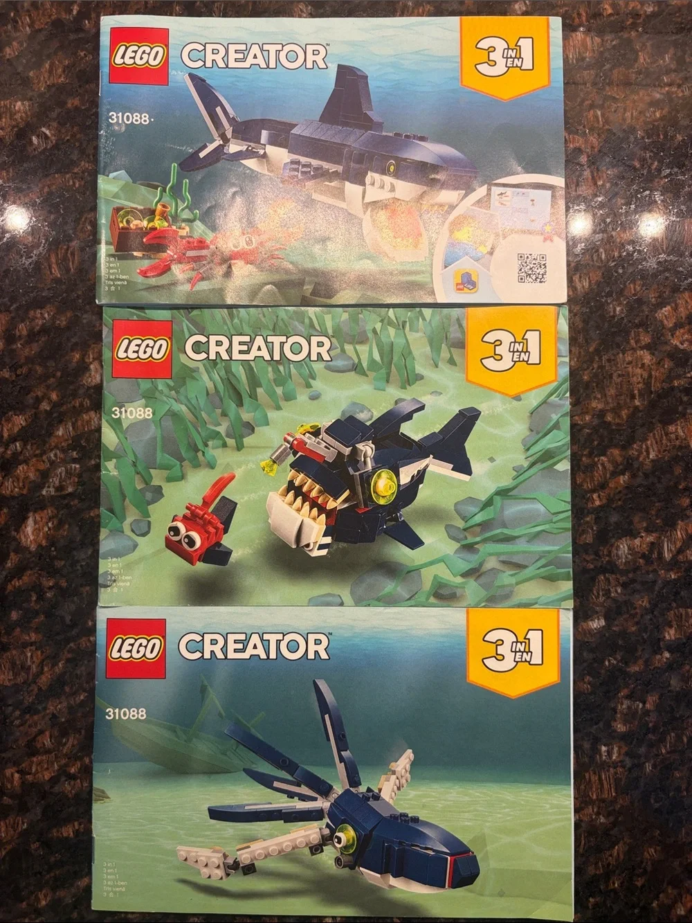 Lego Creator Deep Sea Creatures 3-in-1 Set #31088 230 Pieces Ages 7+